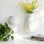 White Ceramic Wall Planters, Set of 2, 10.6 Inch, Flared Design - Image 6