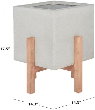 SAFAVIEH Outdoor Collection Borsla Natural/Light Grey Concrete Planter - Image 3