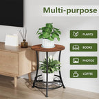 YINMIT Plant Stand Indoor, Metal Wood Plant Stand, Corner Flower Pot Holder Shelf, Small Plant Tables Indoor for Living Room Balcony Garden Patio (Rustic Brown, 2 Tier) - Image 6