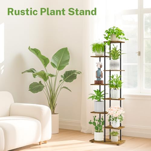 iDavosic.ly Plant Stand Indoor, 58 In Tall 7 Tier Corner Shelf, Black Brown - Image 6