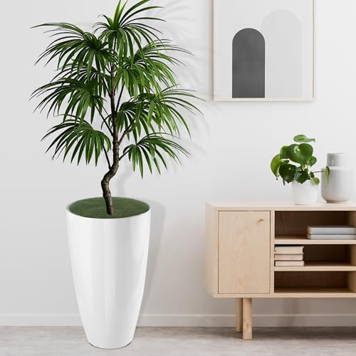 2PCS 21in Tall Planter for Outdoor Plants Large Flower Pots White - Image 4