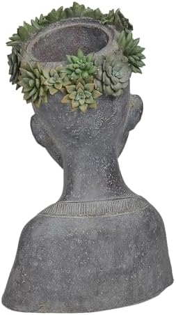 Newman House Studio Face Cactus Succulents Planter Pot - Indoor Outdoor Planter with Drainage Hole Garden Statues Cute Plants Pot Flower Pot Farmhouse Decor 11 * 8.5 * 16.5 inch - Image 2