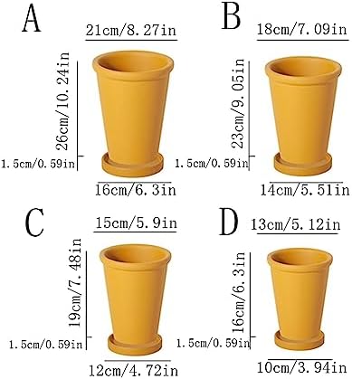 Planter Flower Pots Solid Color High Thin Round Thick Side Plant Pots Tall Simple with Tray Ceramic Planters for Home/Office/Garden/Balcony Flower Pots(Pink,XS) - Image 2