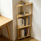Corner Shelf Display Stand - Bamboo 4 Tier Tall Corner Shelving Unit, Small Corner Bookshelf Wood Corner Storage Shelf Plant Stand for Bathroom, Bedroom, Office, Kitchen, Living Room Decor - Image 5