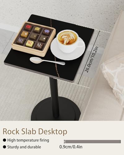 Square Drink Table, Height Adjustable Vintage Pedestal Stand, Black - Image 5