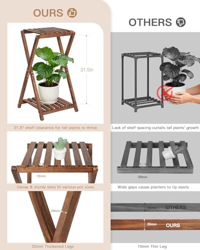 Wood Tiered Plant Stand Indoor,Corner Plant Shelf for Indoor Plants - Image 3