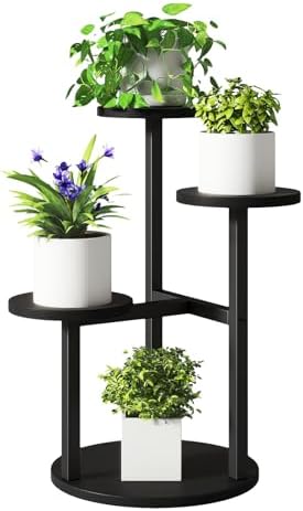 IBUYKE 4 Tier Small Plant Stand for Indoor, Black TMJ073B by IBUYKE