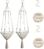 2 Pack Rope Macrame Plant Hanger Indoor Hanging Planter Basket with Hook, Pot Not Include, Cat Hammock Handwoven Tassel Swing Bed for Room Decor(A,2pack) by Unknown