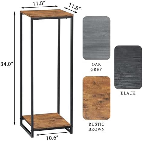 34" Tall 2-Tier Corner Plant Stand Indoor, Rustic Brown - Image 3