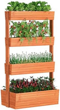 Wooden Raised Garden Bed Vertical Planter Box, Freestanding Plant Stand for Indoor Outdoor Plants, Herbs, Flowers, Vegetables, Gardening (Reddish Brown, 4-Tier，29.9 x 17.9 x 55in) by FILWH