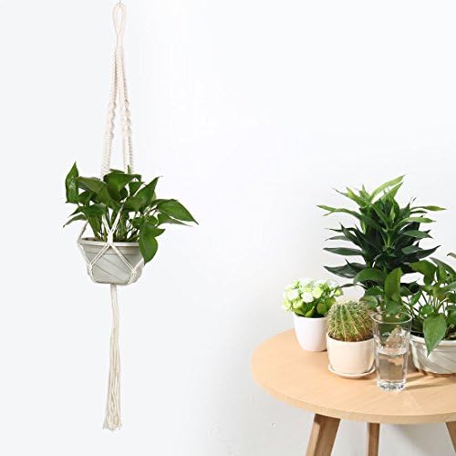 uxcell Macrame Plant Hanger Flower Pot Holder DIY Indoor Outdoor Hanging Rope Basket Retro Vintage-Inspired 39.4 Inch Length 4 Pcs - Image 5
