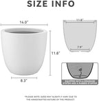 Kante Accent Round Bowl White Concrete Planter 14" Dia, Outdoor - Image 2