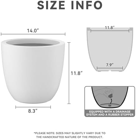Kante Accent Round Bowl White Concrete Planter 14" Dia, Outdoor - Image 2