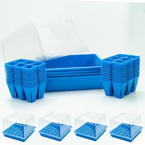 Bootstrap Farmer Countertop Seed Starter Kit in Blue, Reusable 1010 Tray Bundle with Inserts and Humidity Dome by BootstrapFarmer