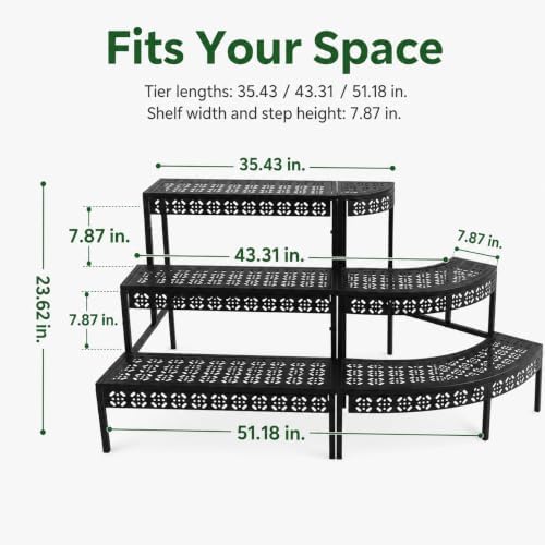 3 Tier Metal Plant Stand,Stepped Garden Corner Plant Shelf - Image 2