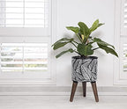 D'vine Dev 8 Inch Planter Pot with Wood Stand, White/Grey, 88-L-A-7 - Image 6