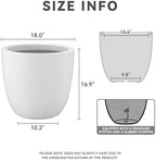 Kante 18 Inch Dia Round Concrete Planter, Indoor Outdoor Large Plant Pot with Drainage Hole and Rubber Plug for Home Patio Garden, Pure White - Image 2