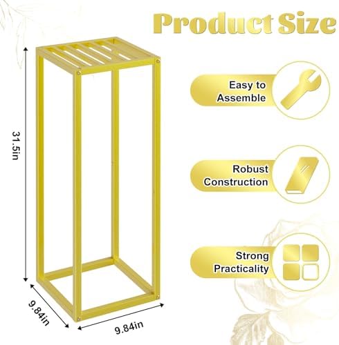 2pcs Cylinder Stands for Party, Gold Square 31.5 Inch - Image 2