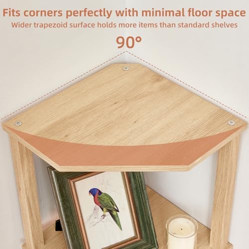 YUFAM 3-Tier Corner Shelf, Natural - Image 6