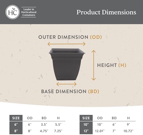 The HC Companies Eclipse Square Planter Pot, 12 Inch, Slate Blue, 2-Pack - Image 5