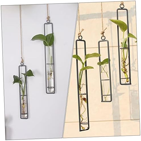 Kisangel Xmas 3pcs Glass Propagation Tubes Wall Hanging Iron Vase - Image 7