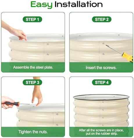 Aoodor 17" Tall 24" Metal Raised Garden Bed, Beige - Image 7