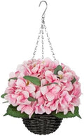 Hollyone Pink Hydrangea Artificial Hanging Flowers with Basket for Outdoor, UV Resistant Large Faux Hanging Flowers Plants in Pot for Garden Yard Balcony Porch Home Indoor Outdoor Decor by Hollyone