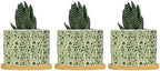 Green Planters Ceramic Animal Green Print Round Flower Pots with Drainage Holes and Bamboo Tray Pot for Home Office Desk Garden by BRUYU5SE