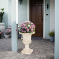 Christopher Knight Home Danny Patio Planter, Light Concrete Planter, Mid-Century Modern Urn, Floral Statue Design, Large Garden Pot, Flower Urn with Drainage Hole for Backyard Home, Antique White by ChristopherKnightHome