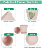 vensovo 8 Inch Pink Clay Pot for with Saucer - Large 2 Pcs Terra Cotta Plant Pot with Drainage Hole, Flower Pot with Tray, Terracotta Pot for Indoor Outdoor - Image 3