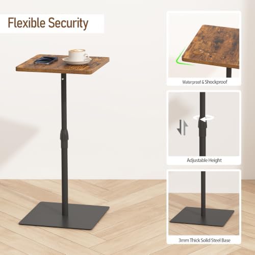 TUTOTAK Tall Side Table, Wide Top End Table, Adjustable Height Drink Table - Image 4