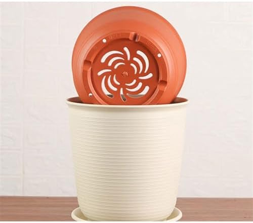 Indoor/Outdoor Plant Pot, Thickened Resin Plastic Flower Pots Succulent Pots Creative Round Large Flower Pots Balcony,Home Decor,Plant Lover Gift (Color : White 4pcs, Size : XL) - Image 5