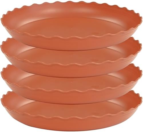 4 Pack of 14 inch Plant Saucer Plant Tray, Plastic Plant Saucer, Heavy Duty Plant Tray for Pots, Plant Saucers for Indoors Planter, Garden Water Plate Bowls for Gallon Grow Bags (Terracotta) by Unknown