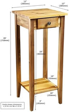 2-Tier Solid Acacia Plant Stand w/Drawer - Image 2