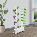 Vertical Hydroponic Growing System Kit with 56 Planting Holes, 30L Large Water Tank, Automatic Water Pump & Timer, Indoor Outdoor Garden with 4 Wheels for Herbs Vegetables Lettuce Strawberries, White - Image 3