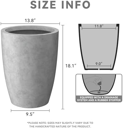 Kante Small Round Tapered Pale Gray Concrete Planter 18.1" Tall, Outdoor - Image 2