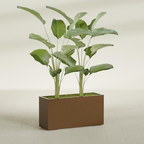 Greenline Leo Tall Rectangular Fiberglass Planter, Outdoor Planter Box - Image 4