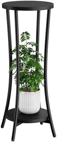 IBUYKE 30 Inch Tall Plant Stand Indoor, 2 Tier Flower Stand, Black TMJ074B by IBUYKE