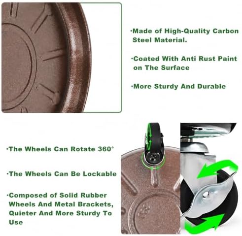 3 Pack Metal Heavy Duty Plant Caddy With Wheels 16 Inch, Round Plant Caddy Suitable For Outdoor and Indoor Mobile Flower Pots, Don't Worry About This Metal Product Getting Deformed or Damaged. - Image 4