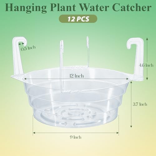 12" 12-Pack Clear Hanging Plant Basket Drip Pans Water Catcher Tray - Image 2