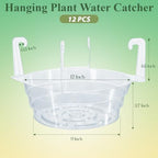 12" 12-Pack Clear Hanging Plant Basket Drip Pans Water Catcher Tray - Image 2