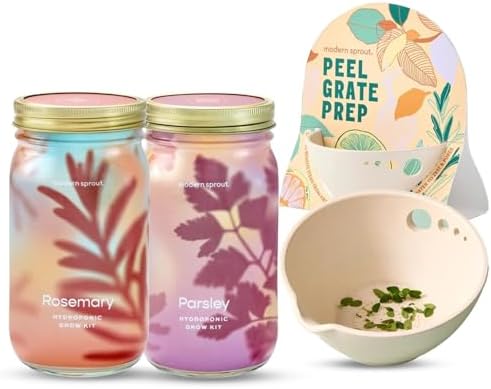 Modern Sprout Garden Jar & Herb Stripper Bundle - Rosemary & Parsley Kit by ModernSprout