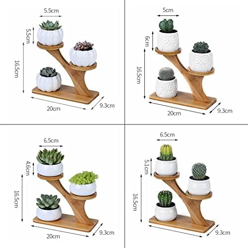 HASMI Plant pots 1 Set Ceramic Owl Garden Pots Pumpkin Flowerpot Nursery Succulent Plant Pot 3 Bonsai Planters with 3-Tier Shelf Flower Pots (Color : 1) - Image 2