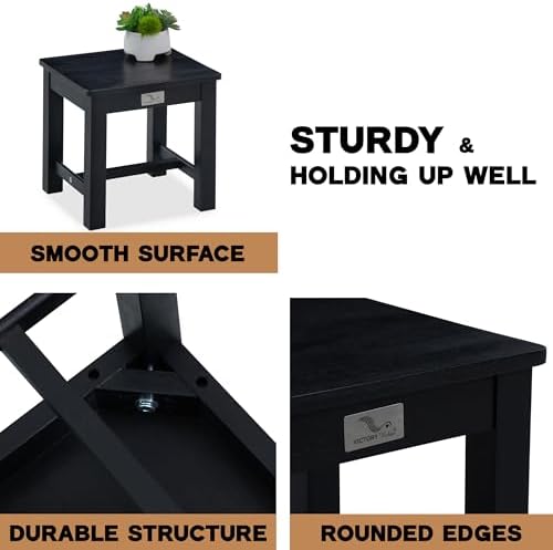 12" Wooden Step Stool, Small Wood Stool for Bathroom, Kitchen - Black - Image 4