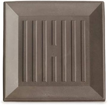 Crescent Garden Universal Square Plant Saucer, Modern XL Durable Drip Tray for Square Planter, Heavy-Duty Plastic Drainage Dish, Large Outdoor Flowerpot Saucer - 16'' Inner x 19.75" Outer (Mocha) by CrescentGarden