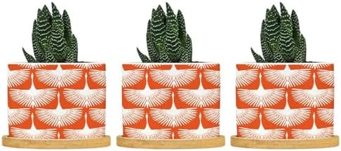 Orange Swan Cranes Ceramic Planters Orange and White Lily Geese Flock Planters for Outdoor Plants with Drainage Holes and Saucers Pot for Indoor Outdoor Garden by BRUYU5SE