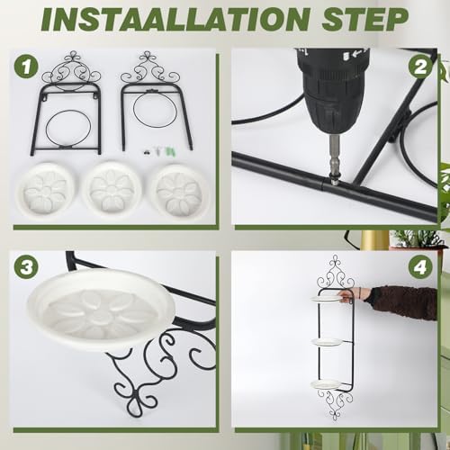 2 Pcs Metal Hanging Baskets for Plants Outdoor Wall Plant Holder Wall Mounted Hanging Planter Vase for Indoor Outdoor Plants Window Plant Shelves Hanging Planters for Indoor Plants and Flowers - Image 3