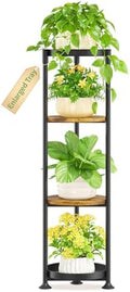 KMOTASUO 4 Tier Black Plant Stand Indoor for Large Tall Heavy Duty Planter, Multiple Sturdy Metal Flower Corner Rack for Narrow House Floor, Iron Vertical Level Round Orchi Holder Organizer, Modern by KMOTASUO