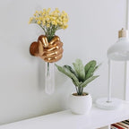 Gold Wall Sculptures, Hand Vases Home Decor, Wall Mount Art Sculpture, Unique Wall Art Statue, Funky Flower Vase Decorations, Modern Eclectic Hanging Decor,Glass Test Tube Vase - Image 3