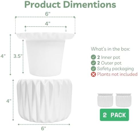 6 Inch African Violet Pots Self Watering, 2 Pack, Ceramic Pot with Water Reservoir and Fill Lines, 4 Inch Opening, Indoor Flower Planter, Holds 3 Weeks of Water - Image 3